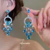 Brincos de Borboleta Elegantes Estilo Francês Cravejados com Diamantes, Colar, Brincos com Franjas Estilo Palácio, Conjunto de Joias de Luxo Leve de Alta Qualidade Atacado