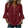2026 Amazon Transfronterizo Europeo y Americano Algodón y Lino Estilo Francés Suave Manga de Campana Holgada Casual Camisa Top para Mujer