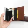 Estojo de cartão de crédito em liga de alumínio Estojo de cartão de metal PU bloqueio rfid logotipo a laser