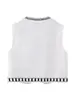 Colete Curto Bordado Estilo Étnico Transfronteiriço para Mulheres, Gola V, Colete Cardigan Bordado Color-Blocking, Peça de Camada Casual