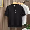 Camisa Polo Tricotada Estilo Americano para Homens, Manga Curta, Fina de Verão, Respirável, Polo Retrô, Top Casual Tendência Estilo Coreano