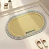 Alfombrilla de Piso para Baño Tejida tipo Lino Ovalada Absorbente de Agua Antideslizante Felpudo para Pies de Inodoro Alfombra para Entrada de Baño Puerta de Ducha