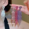 Pendientes de Borla con Forma de Gota de Agua Tachonados de Diamantes Estilo Corte Europeo y Americano, Pendientes de Lujo Ligero de Gama Alta, Accesorios de Oreja Exagerados de Moda y Únicos
