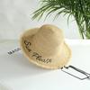 Sombrero de Paja Bordado con Letras de Playa de Celebridad de Internet para Mujer Verano Estilo Coreano Moderno Parasol Verano Combinable Protector Solar Sombrero de Pescador