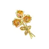 Broche de Rosa Roja Tridimensional Nuevo Modelo Transfronterizo, Broche de Lujo Ligero de Gama Alta, Cobre Incrustado con Circonita, Accesorios para Ropa