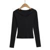 Xmy2543-25 Nuevo Estilo Otoño Estilo Coreano Sexy Sexy Con Capucha Cuello en V Delgado Delgado Camiseta de Manga Larga