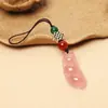 Wang Tao Flor Raposa Pequena Pingente de Corrente para Celular Ágata Natural Calcedônia Pingente de Pen Drive Pingente para Bolsa de Mulher Chaveiro Venda por Atacado