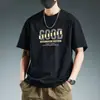 Camiseta de Manga Corta para Hombre, Verano Holgada, Estilo Americano, Estilo Trendy de Hong Kong, Nuevo Estilo Ins, Camiseta de Manga Tres Cuartos, Comercio Transfronterizo