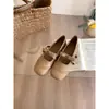 Zapatos de Salón Bajos de Suela Plana Hermosos de Principios de Otoño para Mujer Nueva Moda Versátiles con Faldas Mary Janes Zapatos Pequeños de Cuero Mocasines