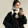 Más cálido que novio ~ bufanda de color contrastante chal para mujer otoño e invierno doble uso versión coreana Joker bufanda cálida para estudiante