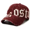 Gorra de béisbol retro americana desgastada transfronteriza con letras grandes, gorra de pico moderna unisex, protección solar, sombrero ajustable