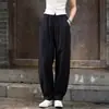 (Personalizado) Otoño 2026 Nuevo Estilo Artístico Lavado con Arena Algodón Lino Suelto Adelgazantes Pantalones Largos Pantalones de Lino Linterna para Mujer