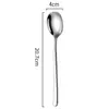 Cuchara de Acero Inoxidable 304 de Alto Valor Influencer Mango Largo Estilo Coreano Cuchara para Comer en Casa Cuchara para Sopa Cuchara para Revolver Cuchara para Postre