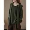 La Nueva Colección de Invierno del Louvre Presenta un Suéter de Lana de Punto de Cuello en V Multicolor Estilo Vintage Coreano Combinado con un Top Chaleco Desmontable para Mujer