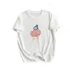 Chapéu Estampado Estilo Coreano de Alta Qualidade, Camiseta de Manga Curta, Refrescante e Estilosa, Rejuvenescedora, Caimento Solto, Emagrecimento, Blusa de Algodão com Aspecto de Linho