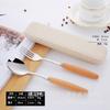 Cuchara y tenedor de acero inoxidable con mango de madera 304, palillos, juego de cubiertos portátiles, madera maciza, cuchara y tenedor de acero inoxidable, juego de tres piezas, cubiertos para estudiantes
