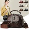 Bolso de Mano Texturizado Retro Europeo y Americano para Mujer Bolso de Hombro Casual Ancho que Combina con Todo Bordado de Diamantes Bolso Cruzado Simple para Madre