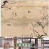 Cortina de Bambú China Cortina Enrollable Cortina de Entrada Ambiente Retro Fondo de Paisaje Partición Sala de Té Ambiente Pintura Decorativa