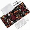 Mouse Pad Retrô de Abóbora e Fantasma Halloween Floral Grande para Escritório e Jogos Antiderrapante Espessado Teclado Mesa Mat