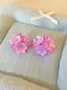 Aretes Estilo Monet Garden Resort Flor de Hortensia Colorida Clavos de Plata S925 Aretes de Chica Pastoral Venta al por Mayor