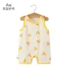Ropa de verano para bebé, Ropa de verano de gasa de algodón puro Clase A para recién nacido, chalecos, mamelucos, overoles con tirantes para bebé