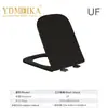 MEIKA Tapa de Inodoro Rectangular Resistente Negra Mate Formaldehído de Urea Bisagras Ajustables Asiento de WC Duradero Para Suministro al por Mayor U223B