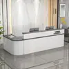 Escritorio de Recepción Clásico, Mostrador de Bar Elegante y Lujoso, Mostrador para Farmacia, Tienda de Maternidad y Bebés, Gabinete de Esquina Lacado, Mesa de Almacenamiento de Moda para Empresa