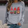 Suéter de manga larga con cuello redondo y estampado de patrón de duende navideño de estación independiente Amazon europea y americana, ropa de mujer