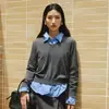 Suéter Casual de Cuello en V para Mujer, Nuevo Modelo Primavera 2026, Corte Ajustado con Dobladillo de Canalé, Adecuado para Usar en Capas y Versátil