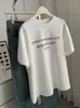 Camiseta Casual Suelta Estilo Americano con Estampado de Letras Cepillado de Manga Corta para Mujer, Primavera/Verano 2026 Cuello Redondo Versátil Estilo Perezoso Camiseta Básica