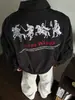 Chaqueta de aviador bordada de caballo de guerra de la calle americana para primavera y otoño para niños, marca de moda de alta calle holgada, chaqueta casual versátil para parejas