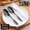 Cucharas Desechables Empaquetadas Individualmente, Cucharas Gruesas Estilo Coreano de Pico de Pato, Cucharas de Plástico con Mango Largo para Polvo de Hielo y Sopa, Empaque Comercial para Postres