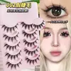 5 Pares de Pestañas Postizas Gruesas Paquete Mixto, Tira Completa, Estilo Europeo y Americano Transfronterizo, Base Rígida, Curvadas a Mano, Pestañas Realistas al Por Mayor para Maquillaje Natural