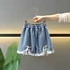 Pantalones de Verano para Niñas 2025 Ropa para Niños Nuevo Estilo Occidental Pantalones Cortos Hot Pants para Niños Grandes Pantalones de Moda Combinables para Niños Pantalones Cortos de Mezclilla para Niños