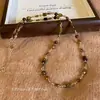 Cadena para Clavícula de Moda Lujo Ligero Cadena Elegante para Suéter Otoño e Invierno Piedra de Ojo de Tigre Retro Juego de Collar con Cuentas de Piedra Natural Venta Directa