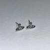 Pendientes de botón clásicos de circonita de la Reina Madre con forma de Saturno, súper brillantes, de planeta, nicho, para el lóbulo de la oreja, para el cartílago de la oreja, personalizados, versátiles.