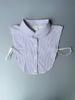 Camisa listrada com gola falsa, camisa decorativa com gola falsa, temperamento e personalidade, camisa solta e confortável com gola