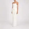 Vestido largo de noche strapless estilo europeo y americano para mujer, con cintura plisada, corte ajustado, bodycon, abertura en la espalda, adecuado para banquetes y fiestas, venta al por mayor