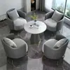 Sofá Individual de Lujo Ligero Cuero Ecológico Resistente al Desgaste Silla de Negociación Sala de Estar del Hogar Tienda Mesa y Sillas de Ocio para el Té de la Tarde
