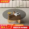 Mesa de café de cristal nórdica, mesa de café de diseño para espacios pequeños, mesa de té redonda, mesa de té moderna creativa elegante, transfronteriza