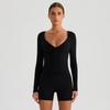 Nueva Ropa Exterior Ajustada Top de Yoga de Manga Larga con Cuello en V Profundo para Mujer Camiseta Deportiva de Secado Rápido para Correr Ropa de Fitness Nude