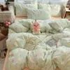 Conjunto de Quatro Peças de Gaze Aeróbica Dupla Camada Classe A para Maternidade e Bebê, Conjunto de Três Peças para Dormir Diretamente, Estilo Ins, Todo em Algodão, Lençol, Capa de Edredom e Colcha para Dormitório