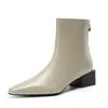 585-1 Botines Chelsea de Tacón Grueso y Punta Cuadrada Rojo Cereza para Mujer Botas de Motocicleta Estilo Británico Botas Adelgazantes Otoño