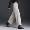Pantalones de Pana de Lana Rectos de Pierna Ancha para Mujer 2026 Otoño/Invierno Nuevos de Cintura Alta Adelgazantes Cortos de Moda Estilo Nacional Casual