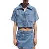 Traje de Camisa de Mezclilla y Culottes Europeo y Americano Transfronterizo, Atuendo de Dos Piezas de Moda de Verano Suelto y Cómodo de Mezclilla