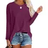 2021 Europea y Americana Comercio Exterior Transfronterizo Otoño e Invierno Nuevo Amazon Holgada Manga Larga Cuello Redondo Color Sólido Camiseta Chaqueta de Mujer para Mujer