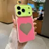 Espelho de coração em blocos de cores estilo europeu aplicável para capa de telefone Apple 17promax iPhone18pro cobertura total 16/15