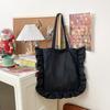 Bolso de Hombro de Encaje Nube Estilo Francés Borde de Capullo Plisado Estilo Harajuku Bolso de Mano con Lazo de Satén Bolso de Mujer Bolso de Maquillaje