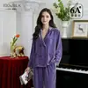 Novidade Outono/Inverno 2026 Pijama Pesado de Veludo de Seda para Mulheres, Conjunto de Homewear Quente Espessado de Seda de Amora de Alta Qualidade