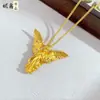 Colgante de Diosa Ángel con Alta Retención de Color Estilo Antiguo Chapado en Oro Incrustado con Diamantes, Collar Exquisito de Lujo Ligero, Cadena para Suéter, Estilo Tendencia Nacional